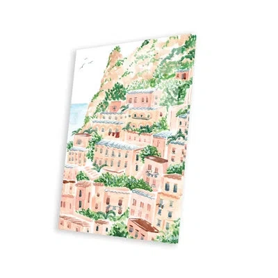 Icanvas An Italian Shore Print On Acrylic Glass In White;silver;cream;tan;swamp Green;turqu