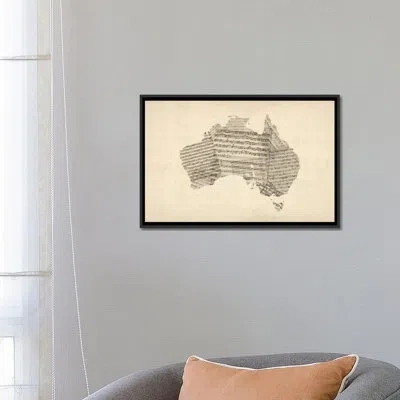 Icanvas 'australia Sheet Music Map' By Michael Tompsett Painting Print On Canvas In No Mat,wrapped Canvas