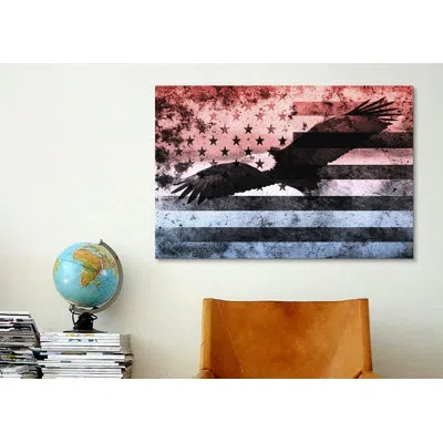 Icanvas Bald American Eagle, U.s. Flag - Wrapped Canvas Graphic Art Print In No Mat,wrapped Canvas