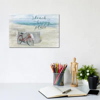 Icanvas Beach Happy Place By Ruane Manning - Painting Print In No Matte,wrapped Canvas