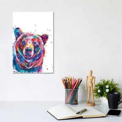 Icanvas Bear By Shaunna Russell - Painting Print On Canvas In No Matte,wrapped Canvas