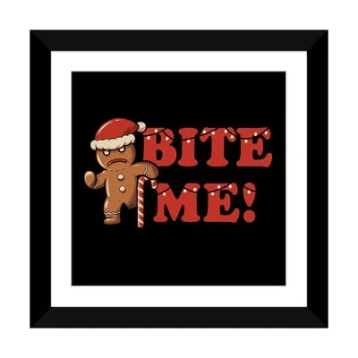 Icanvas Bite Me - Wall Art Print - Framed Fine Art Paper In Black