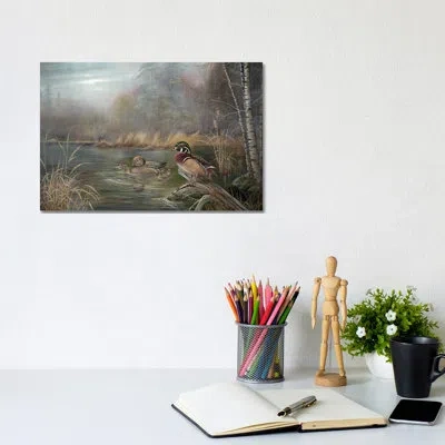 Icanvas Blue Teal By Ruane Manning - Painting Print In Wrapped Canvas,no Matte