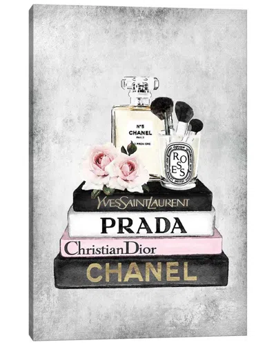 Icanvas Books Of Fashion Pink Makeup Set Grey Grunge By Amanda Greenwood Wall Art