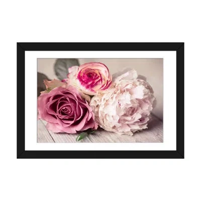 Icanvas 'bouquet' Photographic Print On Canvas In Black Framed Fine Art Paper,white