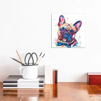 Icanvas Bowtie Frenchie By Shaunna Russell - Painting Print In No Matte,wrapped Canvas