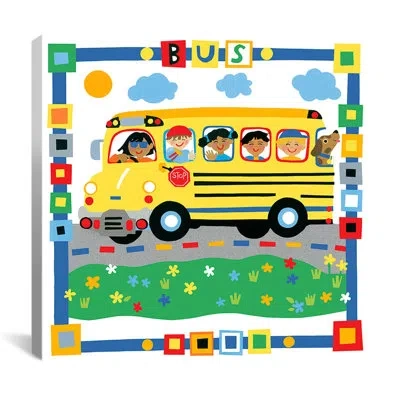 Icanvas "bus" By Cheryl Piperberg Painting Print On Canvas In Green;yellow
