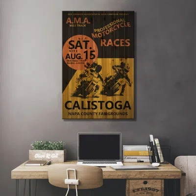 Icanvas Calistoga Motorcycle Races Print On Acrylic Glass In Wood