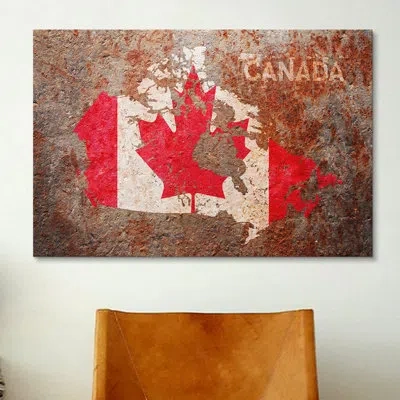 Icanvas 'canada Flag Map' By Michael Tompsett Graphic Art On Canvas In No Mat,wrapped Canvas