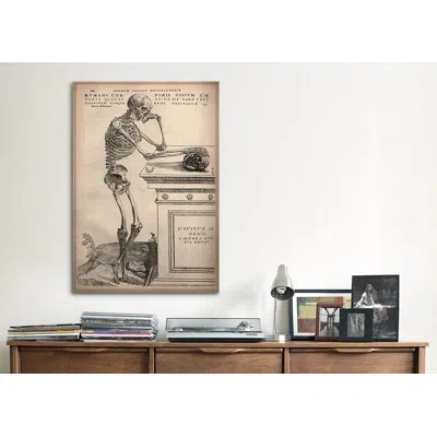Icanvas Cartography 'de Humani Corporis Fabrica Skeleton Standing' By Vesalius Graphic Art On Canvas In Wrapped Canvas,no Mat