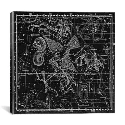 Icanvas Celestial Atlas - Plate 10 (aquila And Antinous) By Alexander Jamieson Photographic Print On Canvas In Black