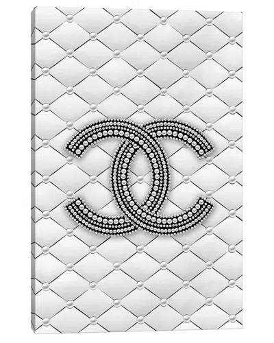 Icanvas Chanel Pearl Logo By Martina Pavlova Wall Art In White