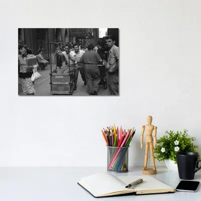 Icanvas Charles James Story Men Pushing Carts (nyc, 1949) By Ruth Orkin - Photograph Print In No Matte,wrapped Canvas