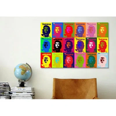 Icanvas Che Guevara Pop Painting Print On Canvas In Blue;red;yellow