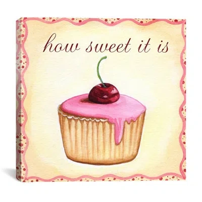 Icanvas 'cherry Cupcake' By Jennifer Nilson Graphic Art On Canvas In Beige;pink