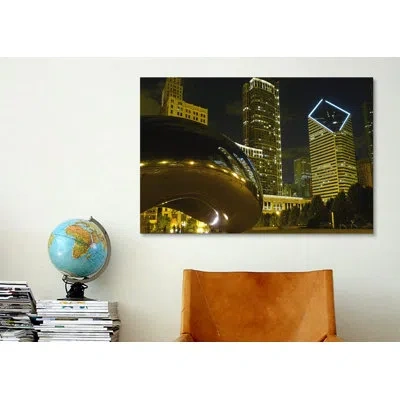 Icanvas Chicago Cloud Gate Aka The Bean Cityscape Photographic Print On Canvas In No Mat,wrapped Canvas