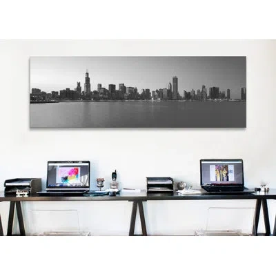 Icanvas Chicago Panoramic Skyline Cityscape Photographic Print On Wrapped Canvas