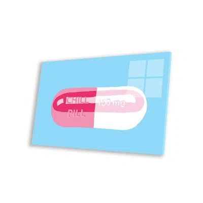 Icanvas Chill Pill Blue Print On Acrylic Glass In White;silver;cream;tan;orchid Pink;turqu