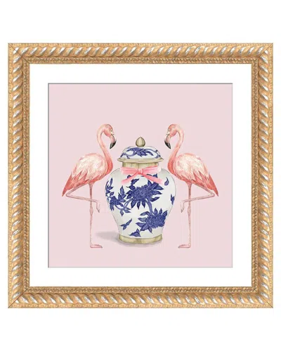 Icanvas Chinoiserie Flamingos On Pink With Ginger Jar By Green Orchid Boutique Wall Art In Brown