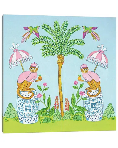 Icanvas Chinoiserie Monkey In Palm Beach By Green Orchid Boutique Wall Art In Multi