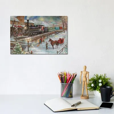 Icanvas Christmas Train By Ruane Manning - Painting Print In No Matte,wrapped Canvas
