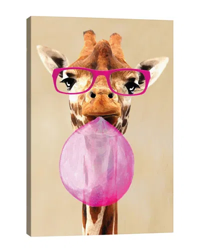 Icanvas Clever Giraffe With Bubblegum Wall Art By Coco De Paris In Multi