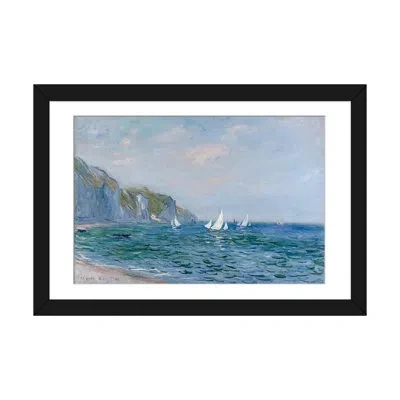 Icanvas Cliffs And Sailboats At Pourville By Claude Monet - Wrapped Canvas Painting Print In Black Framed Fine Art Paper,white
