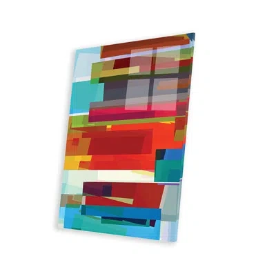 Icanvas Colored Rectangles Print On Acrylic Glass In White;red;earls Green;viking Blue;turquo