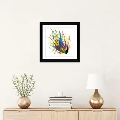 Icanvas 'colorful Peacock' Painting Print On Canvas In Black Framed Fine Art Paper,white