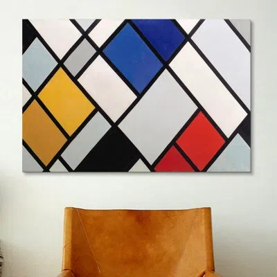 Icanvas 'contra Composition Of Dissonances, Xvi' By Theo Van Doesburg Graphic Art On Canvas In Blue;gray;yellow