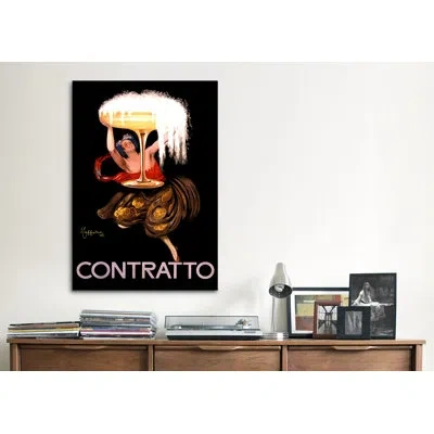 Icanvas Contratto Champagne Wine Ad Vintage Poster Canvas Print Wall Art