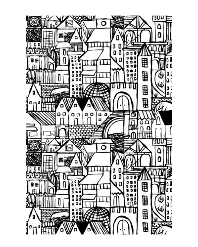 Icanvas Curiosity Collection - Town White By Hanna Beisang Wall Art In Black