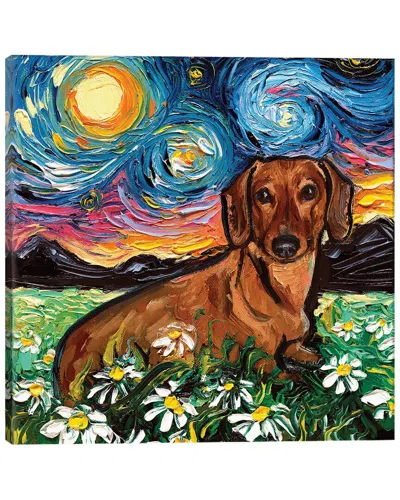 Icanvas Daisy Dachshund Night By Aja Trier Wall Art