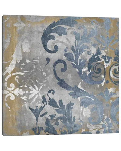 Icanvas Damask In Silver And Gold Ii Canvas Wall Art