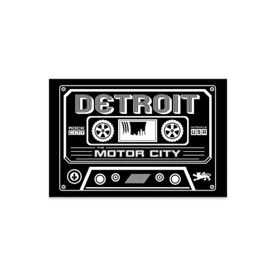 Icanvas Detroit Cassette - Dark Background Print On Acrylic Glass In White;gray;silver;cream;turquoise