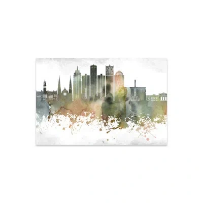Icanvas Detroit Skyline Print On Acrylic Glass In White;silver;olivine;dingley Green;swamp
