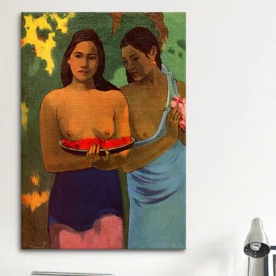 Icanvas 'deux Thaitiennes (two Tahitian Women)' By Paul Gauguin Painting Print On Canvas In Wrapped Canvas,no Mat