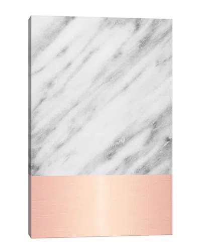 Icanvas Discontinued  Carrara Marble With Pink Canvas Wall Art