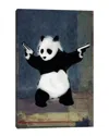 Icanvas Panda With Guns Blue Square Canvas Wall Art