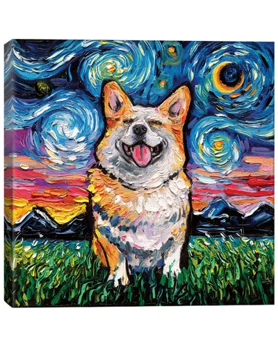Icanvas Smiling Corgi Night By Aja Trier Wall Art