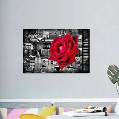 Icanvas Donovan Kade 'rose In City' Graphic Art On Canvas In No Mat,wrapped Canvas