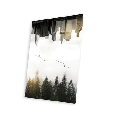Icanvas Duality Print On Acrylic Glass In Blue;black;white;gray;orange;silver;swam