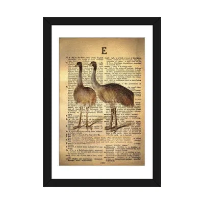 Icanvas 'e - Emu' Graphic Art Print On Wrapped Canvas In Black Framed Paper,white