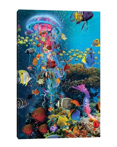 Icanvas Electric Jellyfish At The Reef By David Loblaw Wall Art In Multi