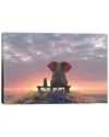 Icanvas Elephant And Dog Watch The Sunrise On The Seashore Wall Art By Mike Kiev