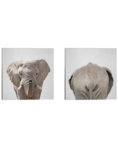 Icanvas Elephant Diptych Canvas Set By Gal Design