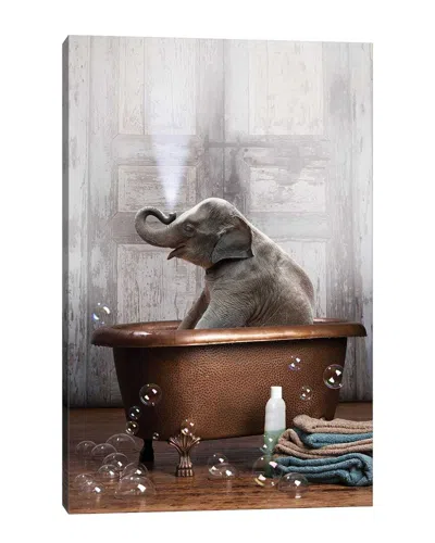 Icanvas Elephant In The Tub By Domonique Brown Wall Art In Gray