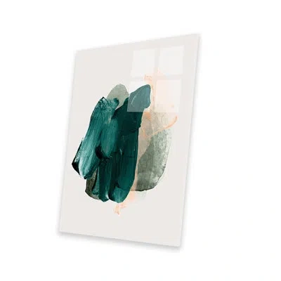 Icanvas Emerald Green Print On Acrylic Glass In Blue;white;silver;turquoise;viking Blue;