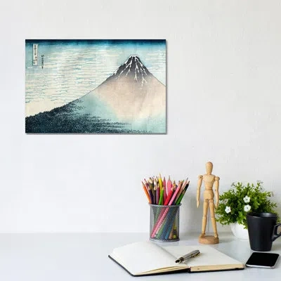 Icanvas Fine Wind, Clear Morning (red Fuji) C.1830-32 (musee Guimet)- Gallery-wrapped Canvas Giclée In Black;white;silver;turquoise;viking Blue