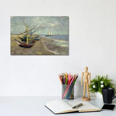 Icanvas Fishing Boats On The Beach At Les Saintes Maries De La Mer By Vincent Van Gogh Painting Print On Can